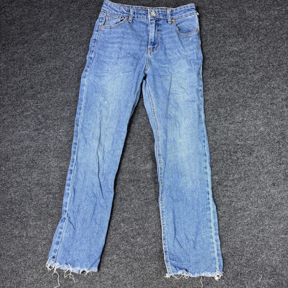 Wild Fable Jeans Womens 2 Blue Denim Cotton Stretch Straight Leg Frayed Hem